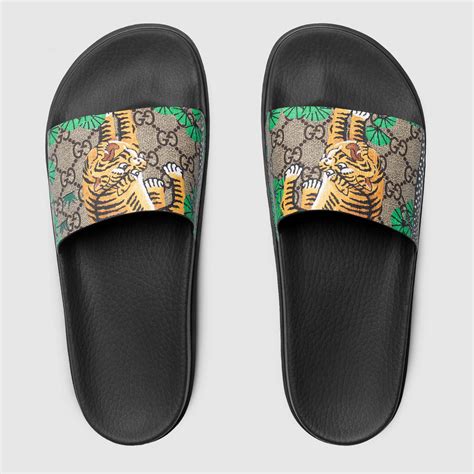 gucci bengal slide sandal gucci bengal print|Gucci Bengal Print Slides w/ Tags .